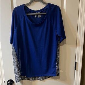 2x playful  Dark gorgeous Jewel  tone Blue and Black Women's Short Sleeve Top